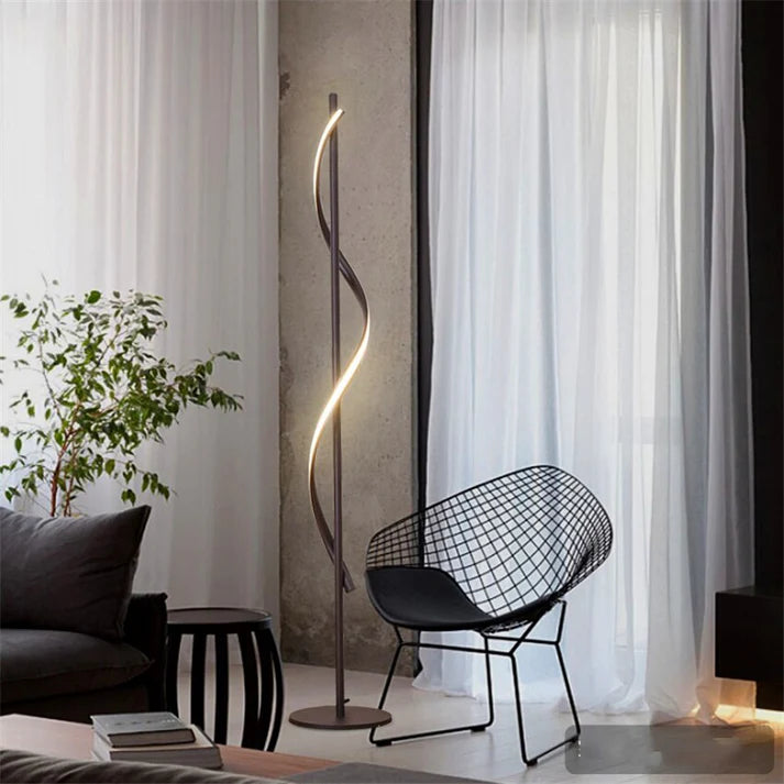 Minimalist Floor Lamp Living Room Bedroom Spiral Neon Lamp (Warm)